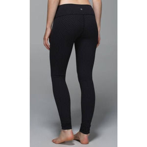 Lululemon Polka Dot Black Wunder Under Women's Leggings Size 6 Good Condition